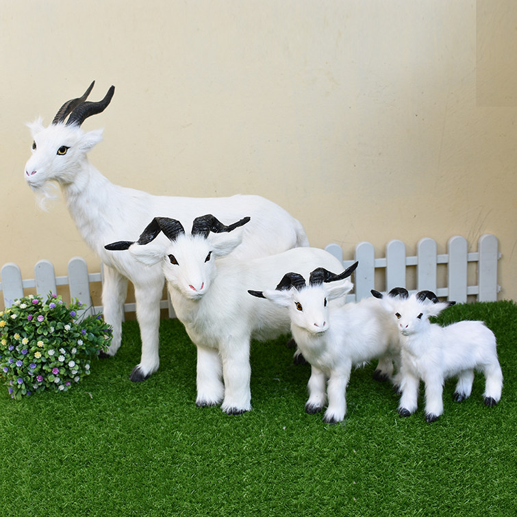 仿真山羊模型标本仿真羊大小山羊橱窗奶粉店装饰儿童动物模型认知