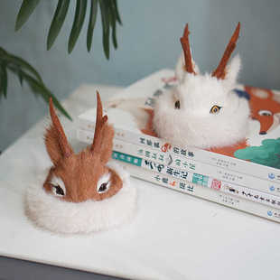 鄂伦春族狍角帽同款狍子帽子头饰狍头鹿角帽仿真汽车载摆件