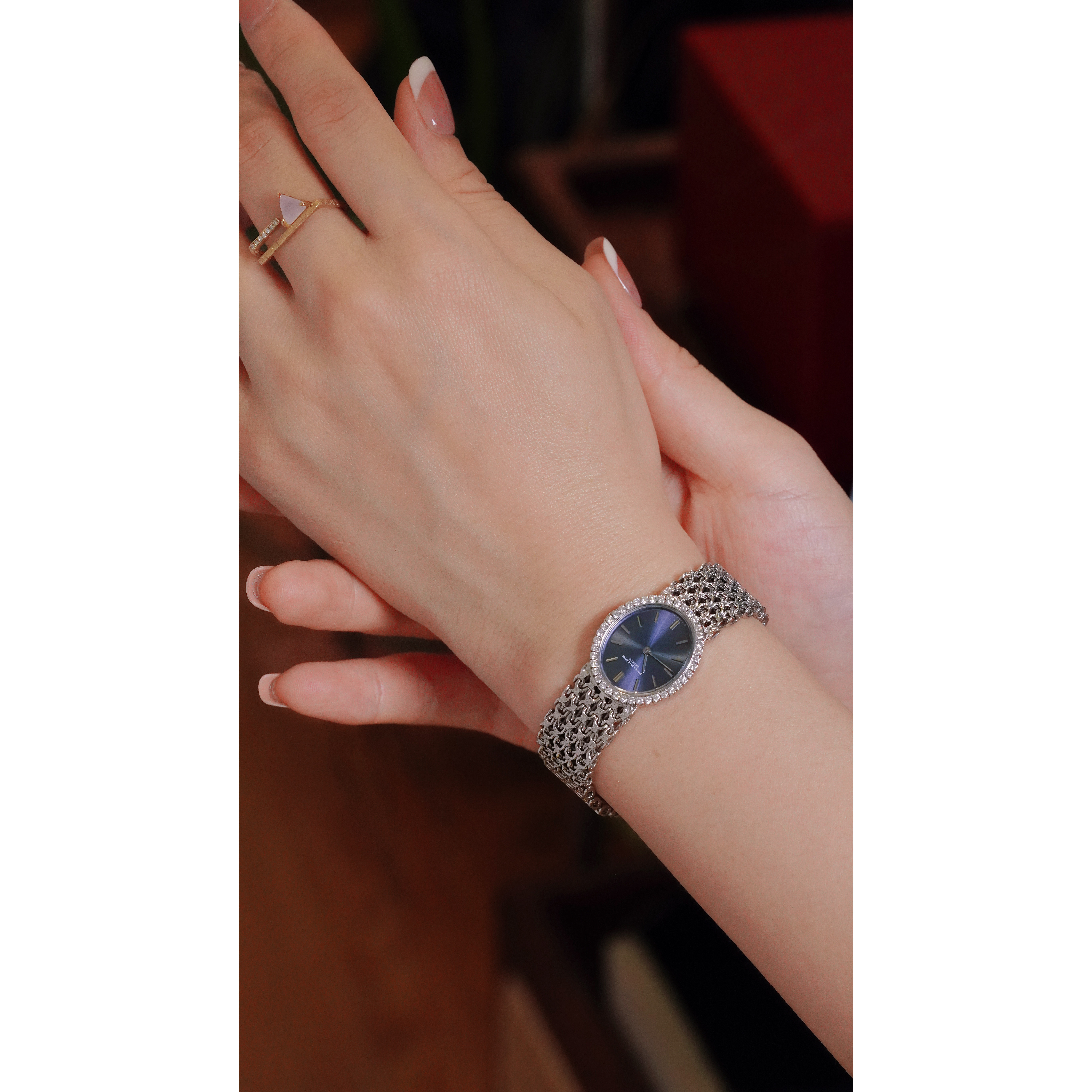 百家 中古18k|白金气质椭圆盘机械表16.5mm*21*24mm