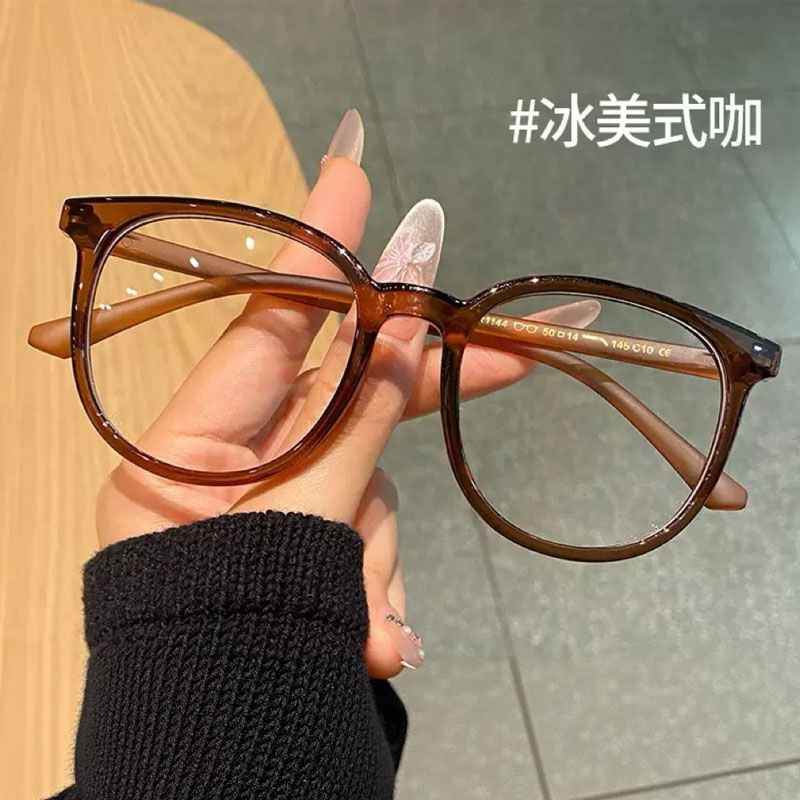 超轻大框茶色防蓝光老花镜显脸小