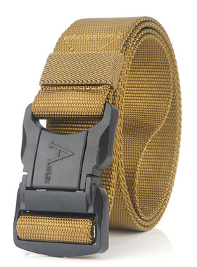 新款 黑色AWMN铝合金安全插扣腰带 户外战术皮带