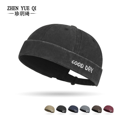 春秋新款水洗褪色磨白地主帽个性雅痞无檐瓜皮帽复古文艺唐帽