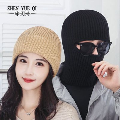 秋冬羊毛线复古巴拉克拉法帽男女士针织防风面罩保暖套头冷帽跨境
