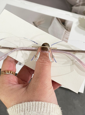 钻石切边无框眼镜框女近视纯钛超轻可配度数防蓝光魅影同款御姐风