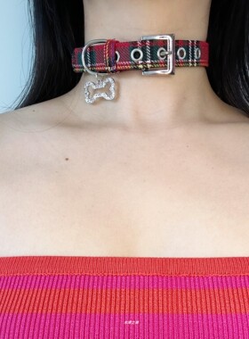 原宿人造革千禧辣妹锁骨链项圈