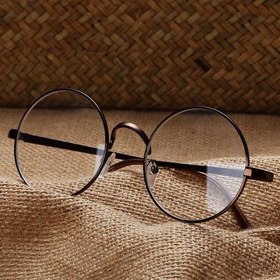 防辐射女圆形防蓝光眼镜框复古