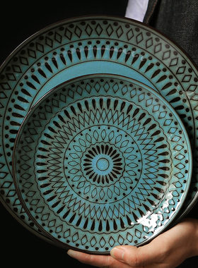 欧美客工厂陶瓷碗盘杯餐具套装菜盘子复古家用牛排盘沙拉碗马克杯
