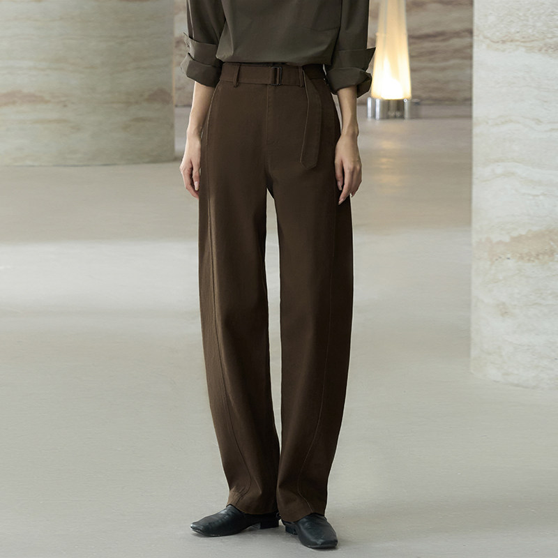 「 鹦鹉梨」COMMMON VALUE腰带香蕉长裤廓形休闲西装裤