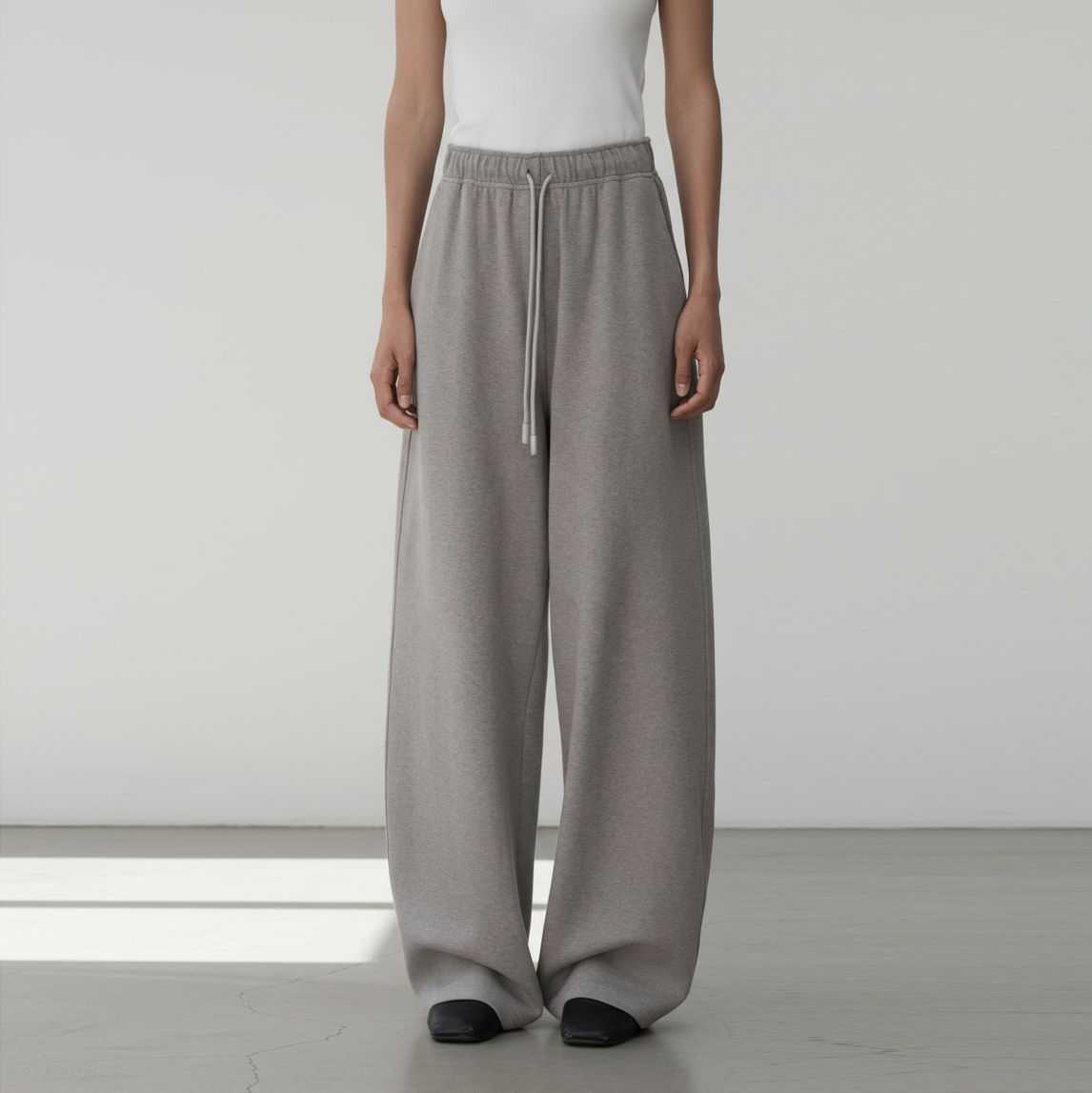 廓形松紧针织卫裤宽松休闲长裤