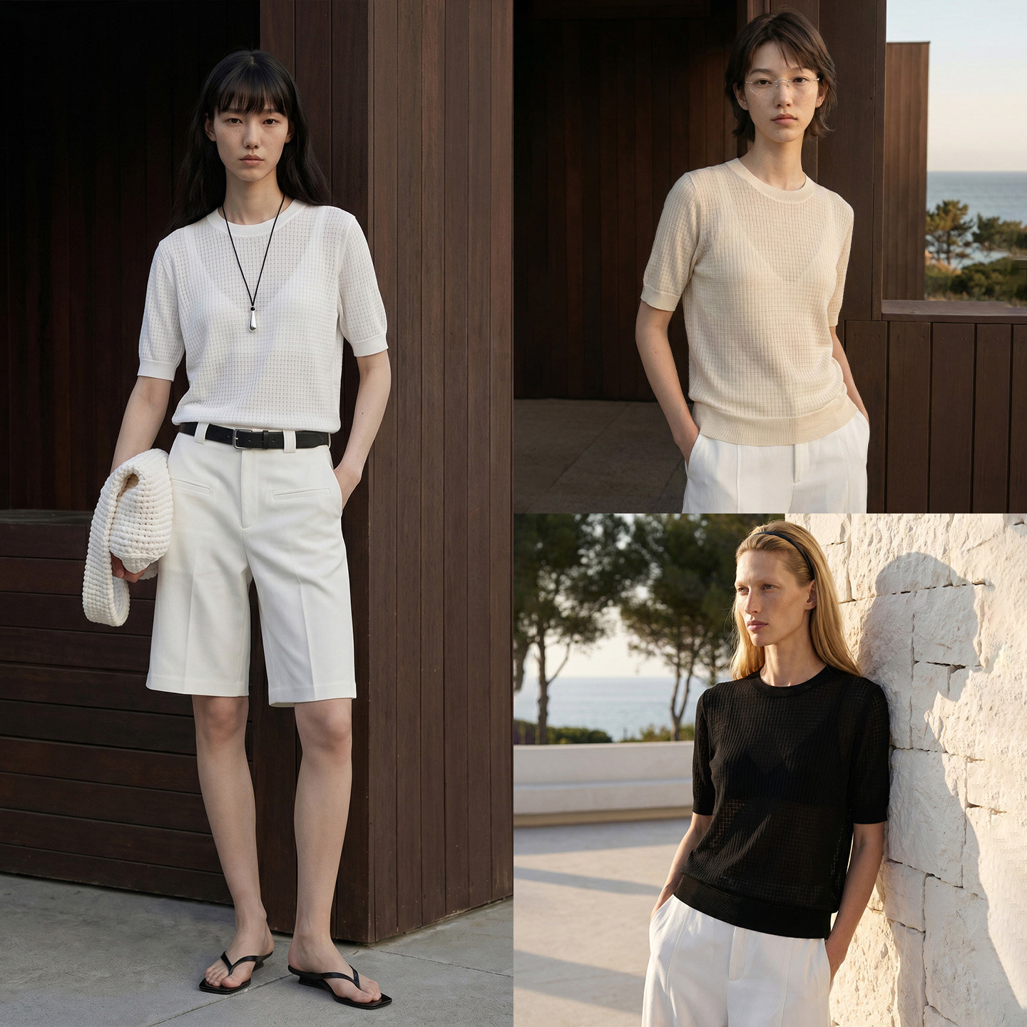 COMMON VALUE「栖迟」夏季桑蚕丝微透格纹肌理感防晒套衫上衣女
