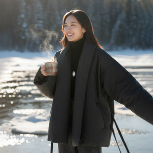 」高蓬白鸭绒羽绒服绑带式 COMMON Niche 龛 极简宽松外套 VALUE「