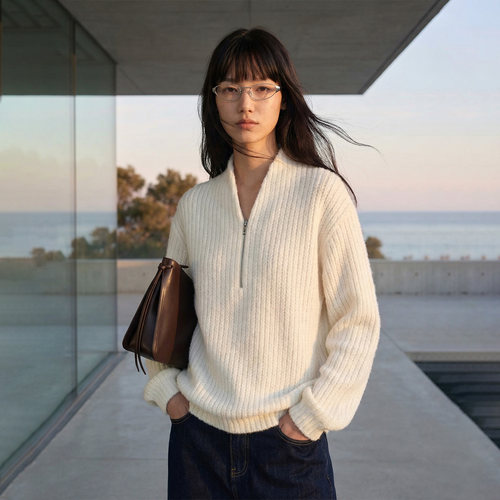 禅意领针织上衣中式宽松休闲卫衣