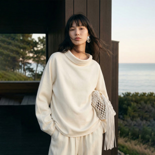 VALUE 白衬衫 春季 上衣慵懒感通勤气质圆领长袖 女 荡领法式 COMMON