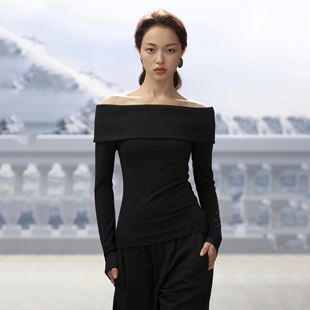 秋冬百搭可调节一字领上衣 进口定制弹力棉针织衫 COMMON VALUE