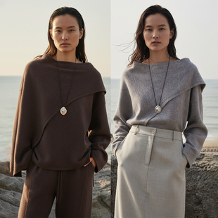 Nav」围巾式 灵 针织圆领上衣 极简宽松长袖 COMMON 绒衫 VALUE「