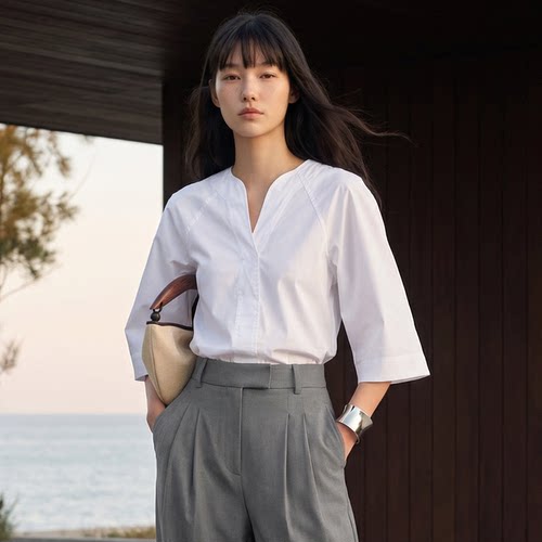 COMMON VALUE「 禅 Pāra 」马来西亚进口面料 弧领短袖中式衬衣