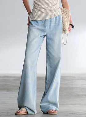 COMMON VALUE「 龛 Niche 」复古通勤水洗牛仔裤 松紧空气直筒裤