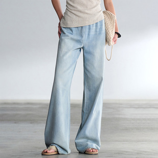 VALUE「 松紧空气直筒裤 龛 」复古通勤水洗牛仔裤 Niche COMMON