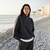 逍遥游 COMMON VALUE「 」极简慵懒风半拉链宽松禅意宽松连帽卫衣