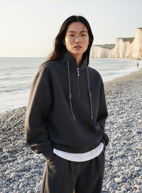 COMMON VALUE「 河堤 La jetée 」极简风半拉链宽松禅意连帽卫衣