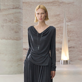 禅 Pāra 」针织荡领长袖 COMMONVALUE「 上衣百搭垂坠T体恤打底衫