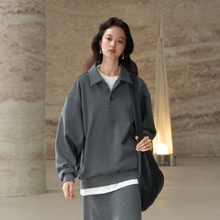」进口重磅丝芯棉 COMMON Niche 龛 绒感廓形POLO领卫衣 VALUE「