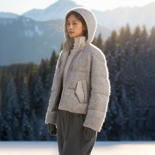 Niche 龛 」95白鸭绒面包羽绒服马海毛连帽厚外套 VALUE「 COMMON