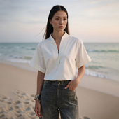 VALUE「 灵 Nav」新中式 COMMON 禅意领上衣半拉链卷袖 极简百搭T恤