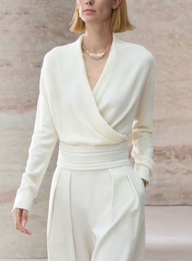 COMMON VALUE 羊绒羊毛斜襟交叉 新中式禅意毛针织套衫