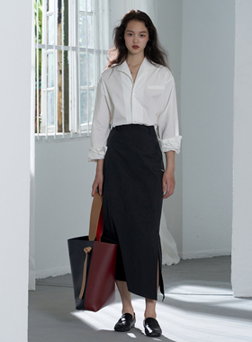 COMMON VALUE 黑色风衣半身A字裙 中性原创设计