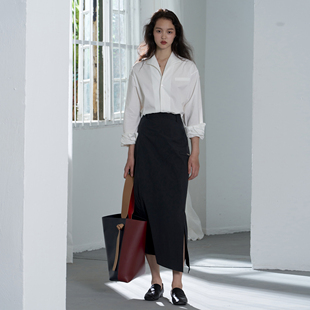 COMMON VALUE 黑色风衣半身A字裙 中性原创设计