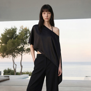 新款 COMMON VALUE「云罗衫 」夏季 小众设计通勤上衣 斜肩不对称罩衫