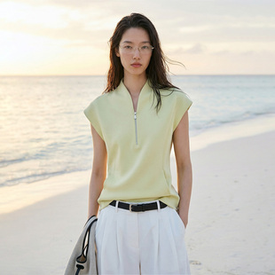 」 丝空竹 VALUE「 极简背心 禅意领t恤 半拉链无袖 新中式 COMMON