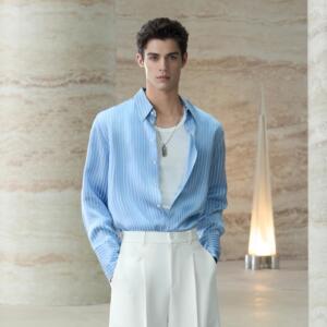 COMMON VALUE 「 进口Balenciagà同源面料 」条纹休闲长袖衬衣衫