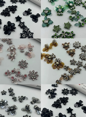 2581五色立体手工珠片花时尚装饰重工珠片花手缝花装饰布帖章仔