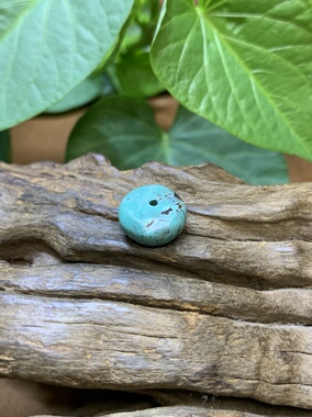 B23一物一图DIY散珠配珠 老旧款原矿绿松石直径约11mmx5mm 约1克