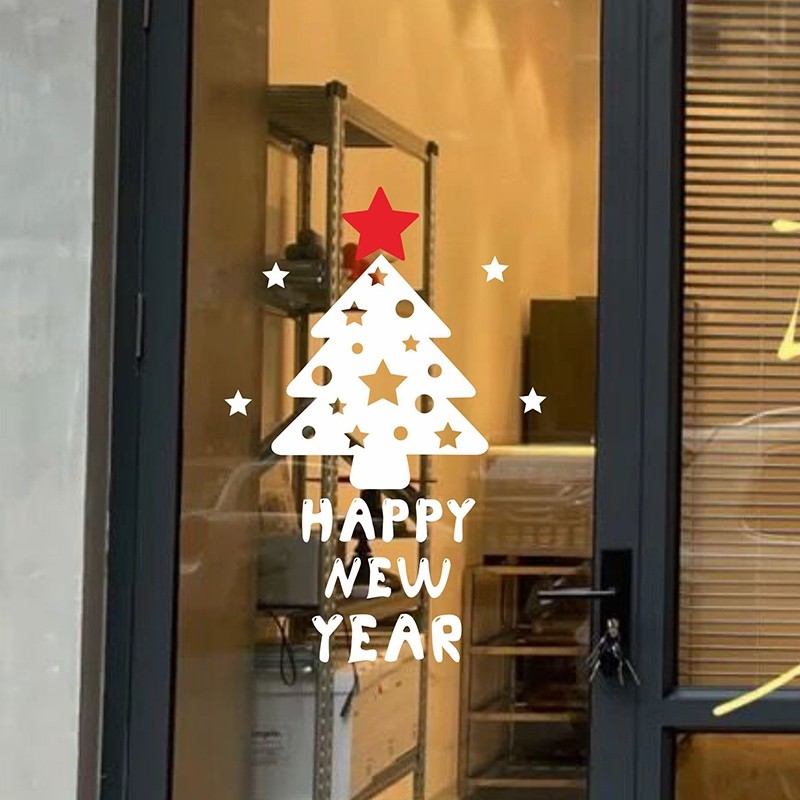 圣诞节装饰品圣诞卡通雪人雪花装饰橱窗玻璃门贴纸圣诞氛围布置贴