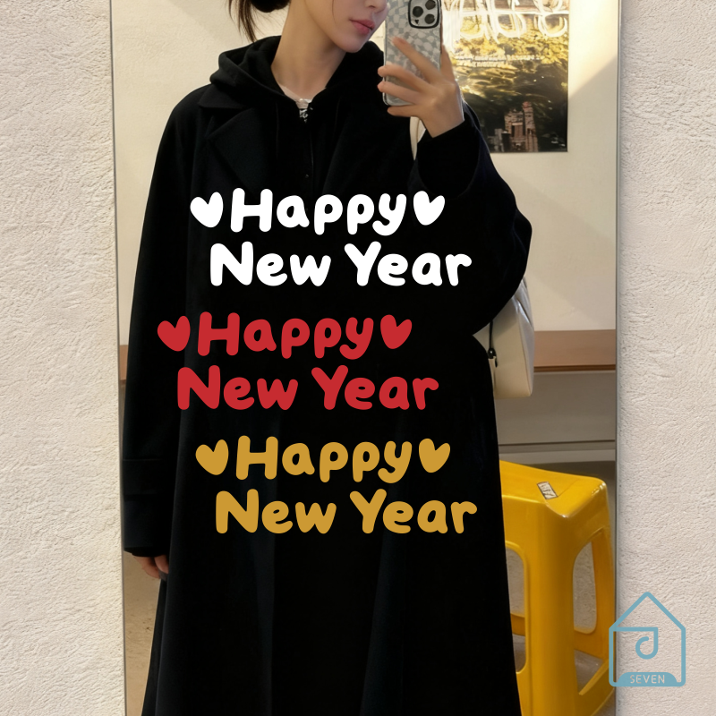 新年快乐ins风英文自拍照网红打开地造场景服装民宿店铺节日布置