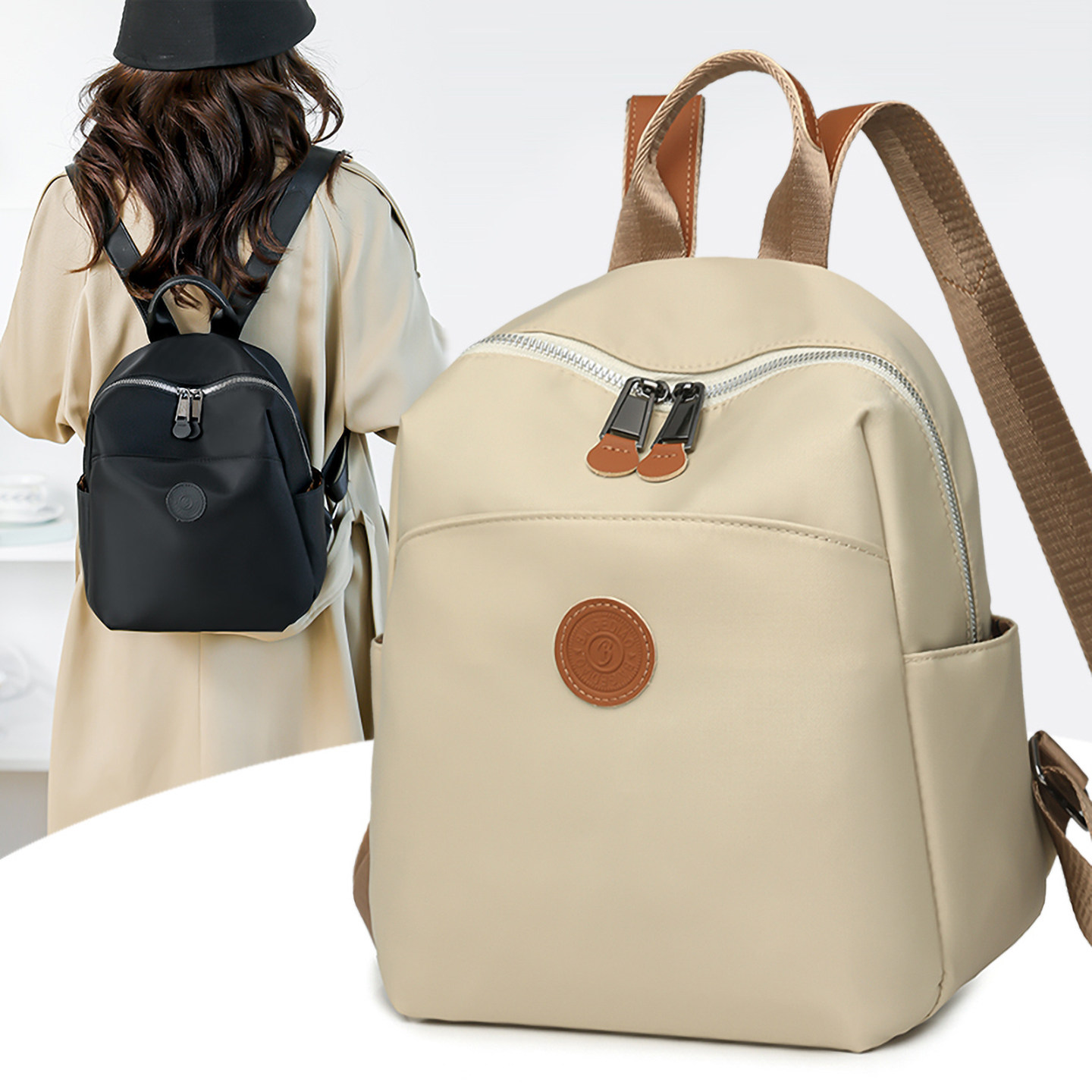 双肩包女2025新款韩系尼龙布休闲百搭小背包学生大容量通勤旅行包