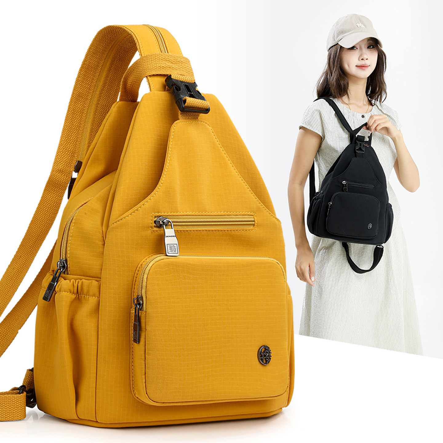 双肩包2025新款女士胸包防水大容量单肩包休闲尼龙布通勤斜挎包,箱包皮具/热销女包/男包,通用款女包,淘宝优惠券,粉丝福利购,淘宝优惠卷