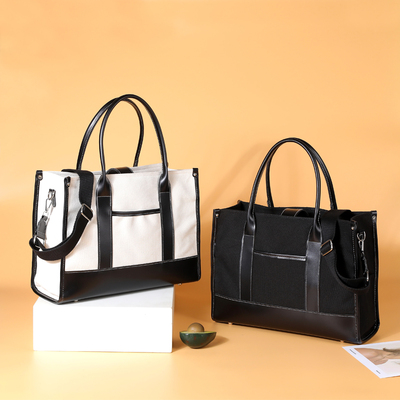 小众原创设计休闲拼接帆布包包女2024新款大容量单肩托特包手提包