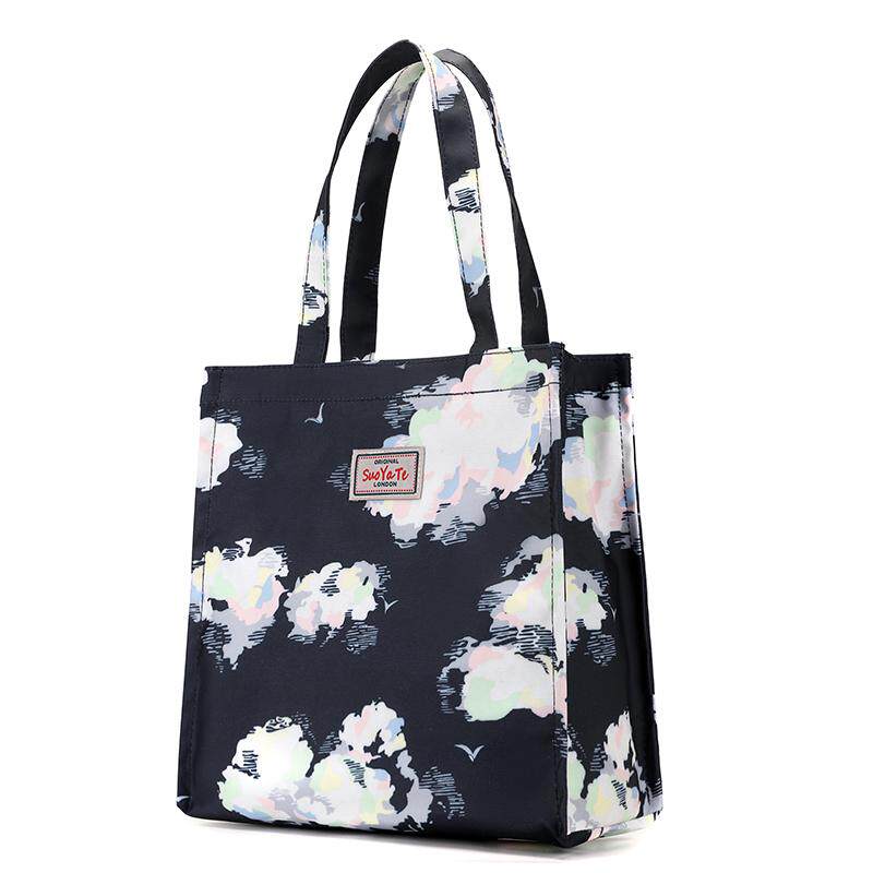 现货托特小清新单肩包2024新款通勤复古英伦女拉链尼龙帆布手提包