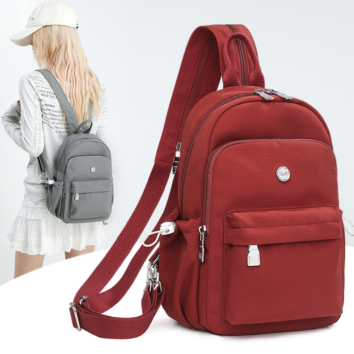 多功能通勤双肩包大容量斜挎胸包