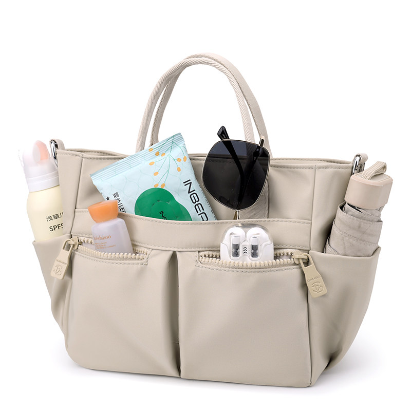 防水尼龙布多口袋轻便托特包