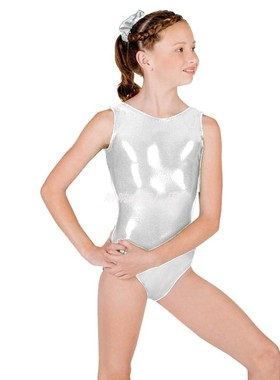 儿童闪亮金属色无袖一体紧身衣Leotards体操芭蕾舞连体衣表演上衣