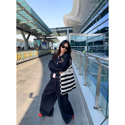 落落狷介韩系早秋chic套装牛仔