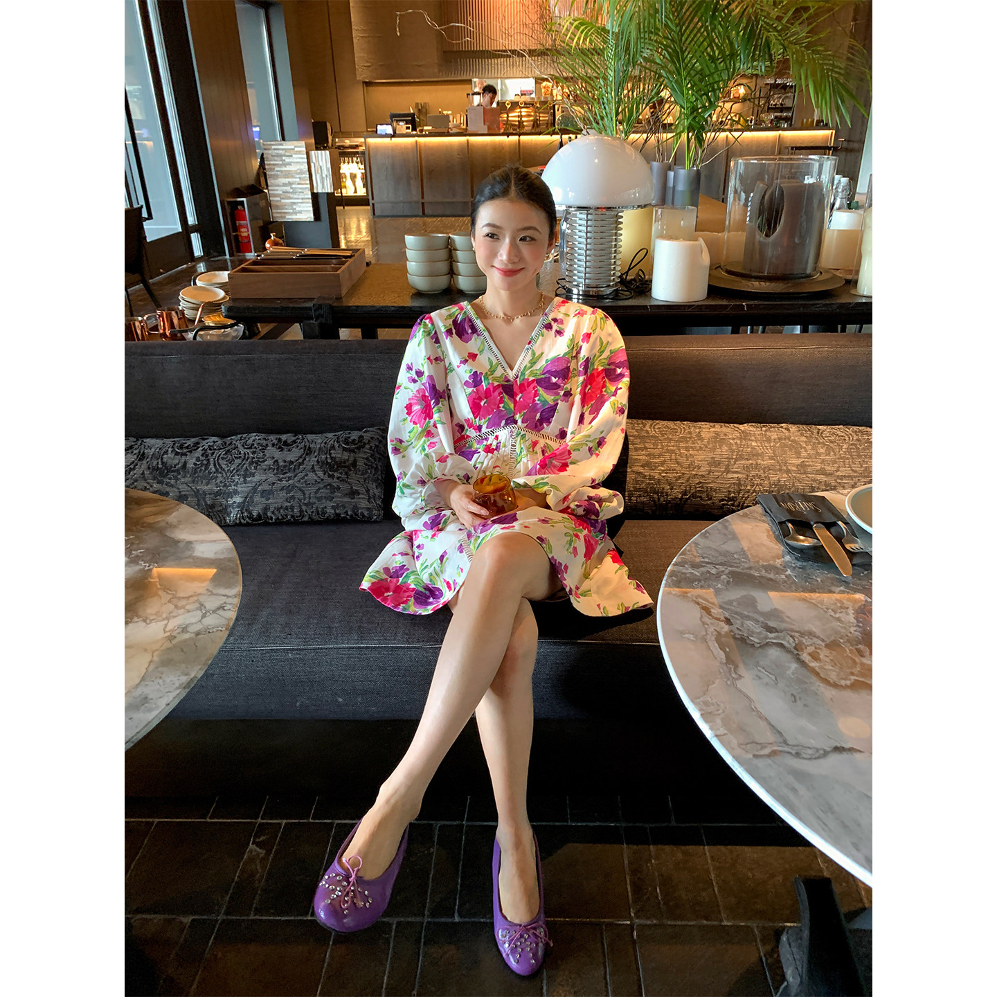 落落狷介宽松碎花连衣裙女图片