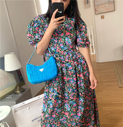 0连衣裙落落狷介碎花公主圆领
