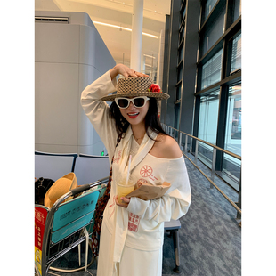 裙女斜领上衣半身裙 落落狷介早春韩系穿搭一整套三件套小个子套装