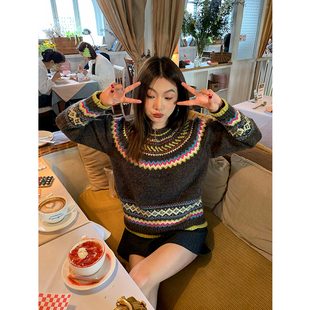 落落狷介 慵懒风设计感小众套头内搭小个子毛线衣 圣诞毛衣女秋冬
